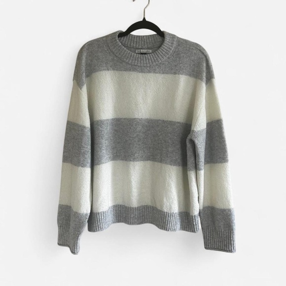 American Eagle Outfitters Sweaters - American Eagle Woah So Soft Crew Neck Sweater in Grey and White Striped Pattern
